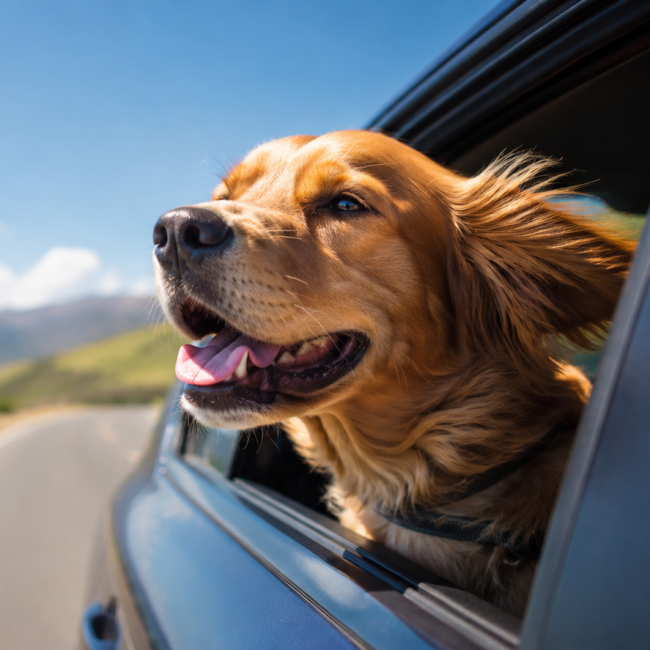Je hond mee met de auto..